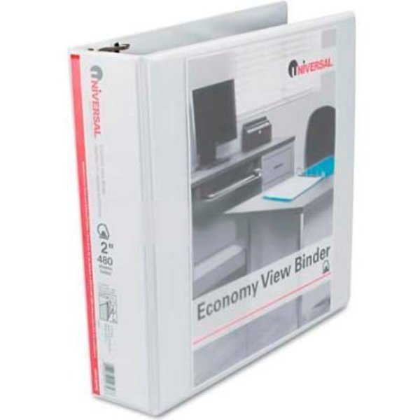 Universal Universal® Economy D-Ring Vinyl View Binder, 2" Capacity, White UNV20746***